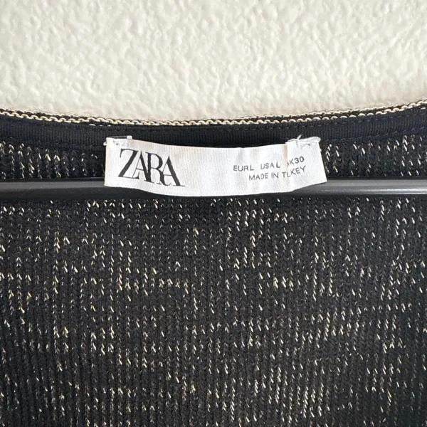 Zara Bronze Metallic Knit Sleeveless Scoop Neck Cropped Tank Top Large - Image 6