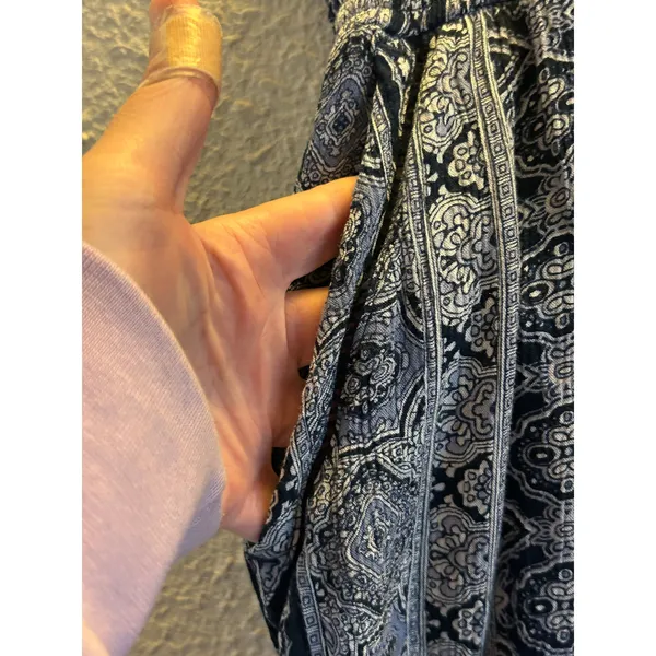 Three dots blue pattern boho wide leg pants XXL Beachy flowy travel stretchy - Image 6