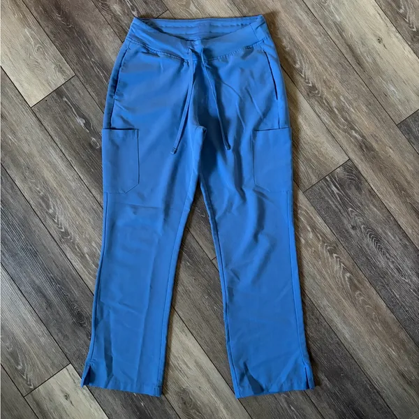 Mandala Nine Pocket Cargo Scrub Pants Ceil Blue Size XS Petite - Image 2