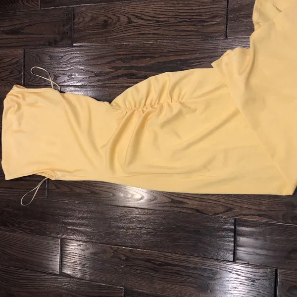 SUBOO Vega rouched front dress in butter size xsmall new with tags - Image 4