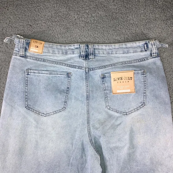 Love Cult Cargo Pants Women 1X 36x29.5 Wide‎ Leg Stretch Utility Denim Jeans NWT - Image 15
