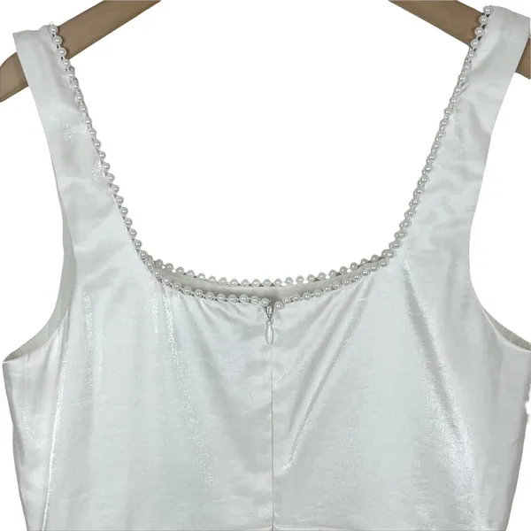 NWT Lulus White Pearl Trim Sleeveless Mini Dress Size Small - Image 5