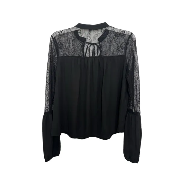 Lulu’s Black Sheer Lace Top S Whimsigoth Dark Fairy Witchy Vamp Edwardian - Image 2