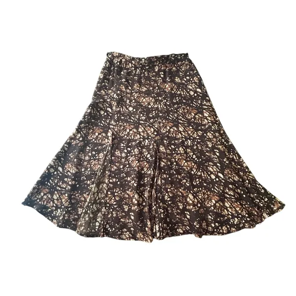 Vintage 90s Jones‎ New York 100% Silk Long Skirt 12P Fairy Boho Y2K Earth Tones - Image 3