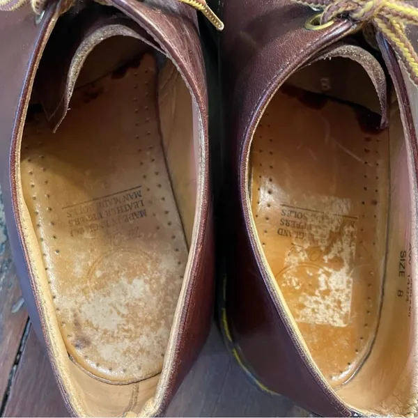 Rare 80’s DR. MARTENS Made in England 3-eye Brown Oxfords AW 1484 - M 9, W 10 - Image 10