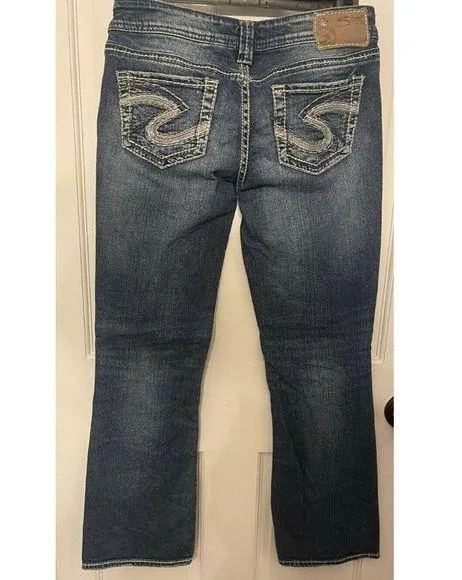 Women's Silver Dark Wash Aiko Bootcut Denim Jeans Marked Size 26x29(27) - Image 2