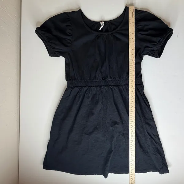 Daily Practice Anthropologie Cap‎ Sleeve Mini Dress Medium Black Slub Cotton - Image 12