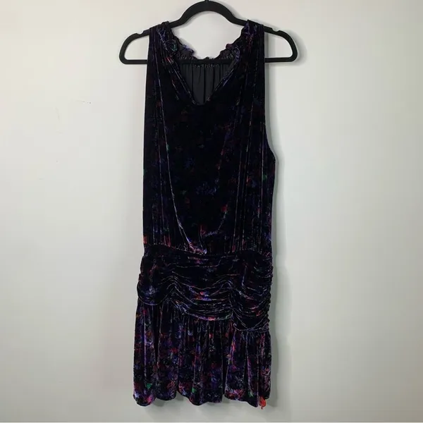 Ramy Brook silk velvet velour floral‎ Dolores halter mini dress size 14 party - Image 7