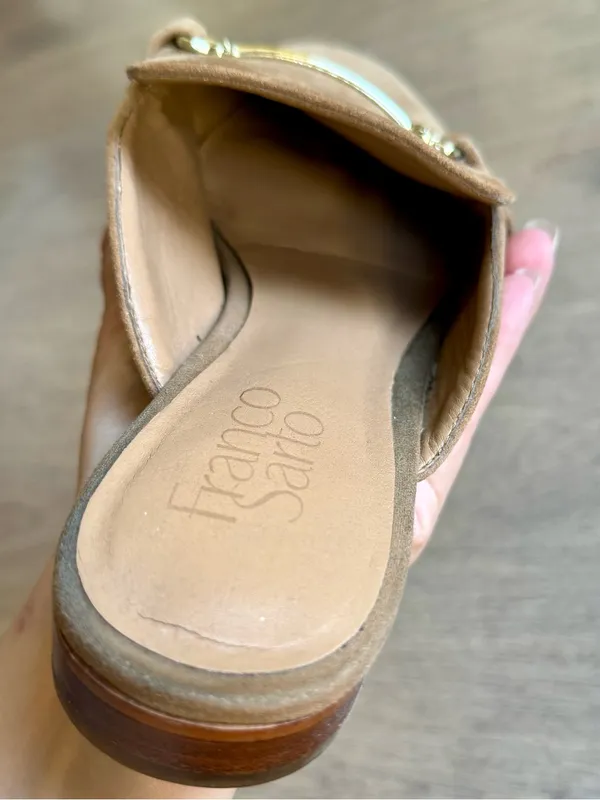 Franco Sarto Tan Suede Loafer Mules - Image 4