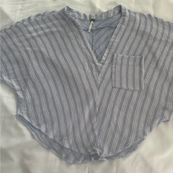 Free People Blue and White Striped Blouse - Image 15