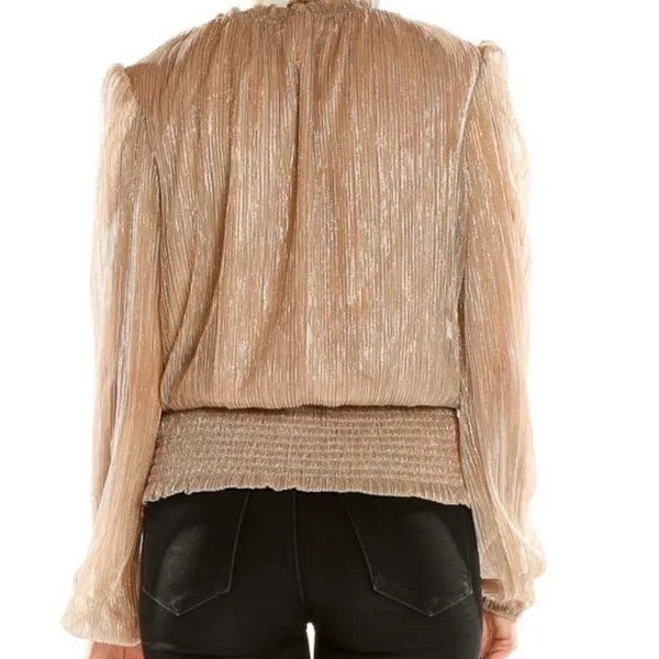 Joie Shimmer Metallic Smocked Blouse - Image 3
