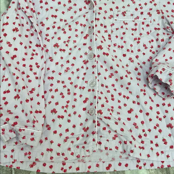 4/$25 Victorias Secret Floral Rose Bud Cotton Button Up Pajama Top Shirt Sz M - Image 2