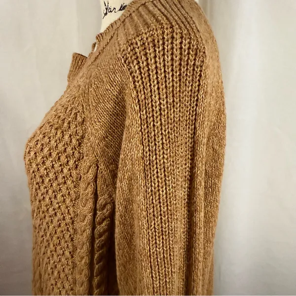 Crown & Ivy Tan Oversized Long Sleeve Cable Knit Mock Neck Sweater Size XL - Image 4
