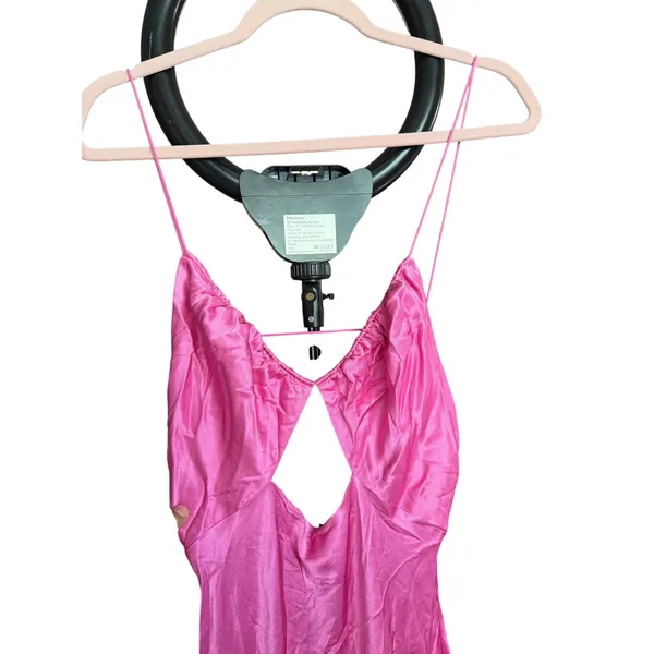 Meshki Sadie Maxi Satin‎ Halter Ruched Slip Dress Pink Size XL Wedding Guest - Image 14