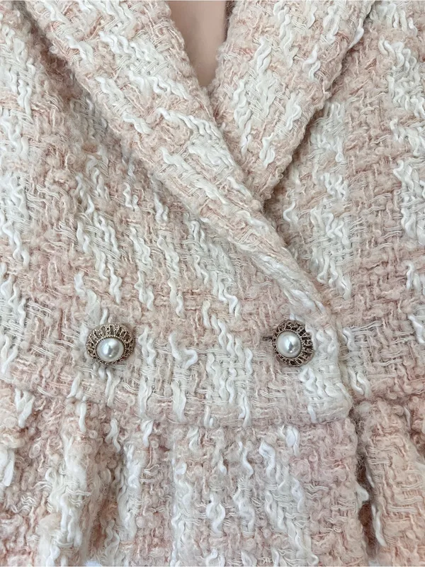 LoveShackFancy Braelyn Crop Jacket Small‎ Cream Bouclé Tweed Peplum Jacket $595 - Image 7