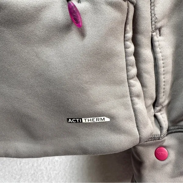 Salomon Half 1/2 Zip Hoodie Pullover Women's M Gray Pink Fleece Thermal Pockets - Image 8