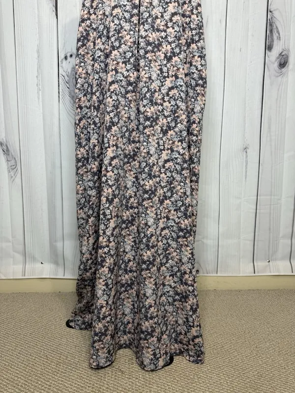 LoveStitch Long Floral Maxi Dress Sz L Pockets Purple Pink Racerback Beach - Image 3