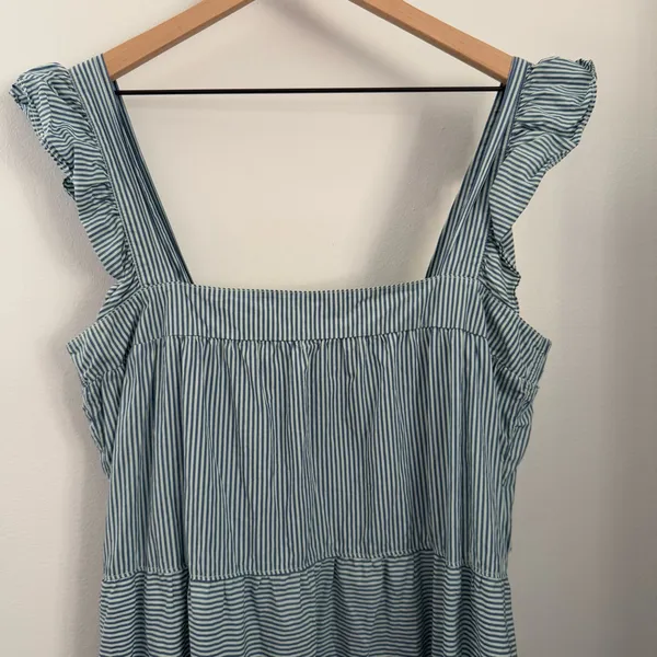 Nation LTD Large Camille Midi‎ Sundress Spritz Stripe Mint Blue Tiered Resort - Image 3