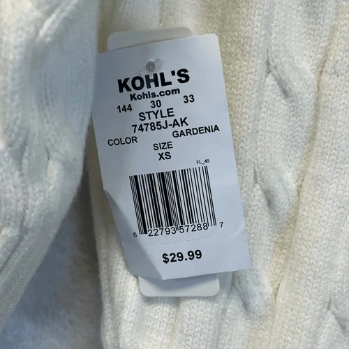 NWT FADED ROSE Sweater Women's XS Cream New‎ York" Cable Knit Cropped Pullover - Image 9