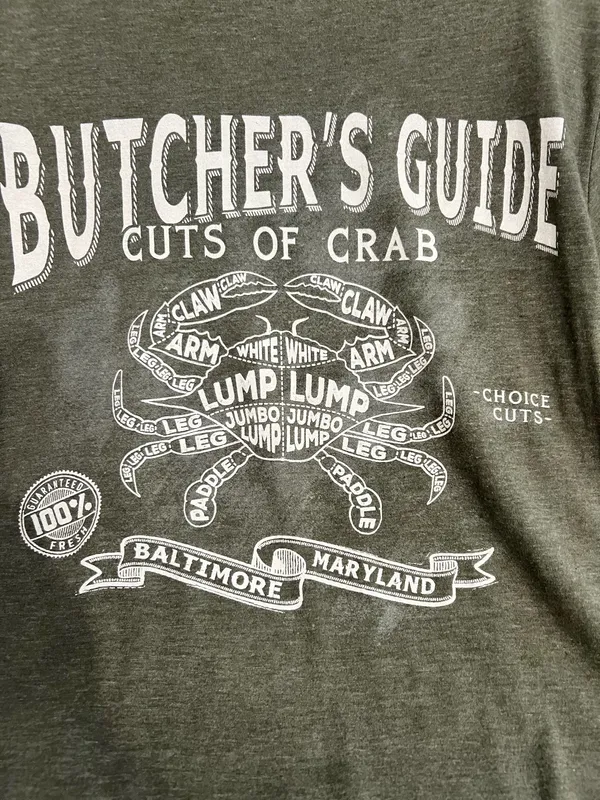 The Duck Co Green Graphic T-Shirt with Butcher's Guide Print - Image 2