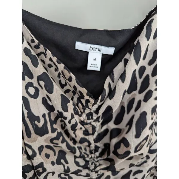 Bar III animal print metallic striped ruched crop top Medium - Image 3