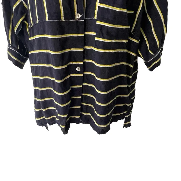 Intimately Free People Size XS Navy‎ Blue High Low Striped Blouse Tunic - Image 5