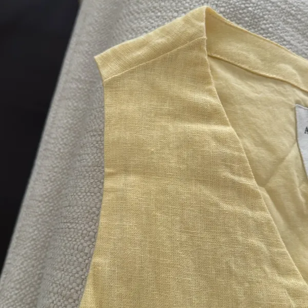 Abercrombie & Fitch Sleeveless Button-Front Yellow Linen Dress - Image 4