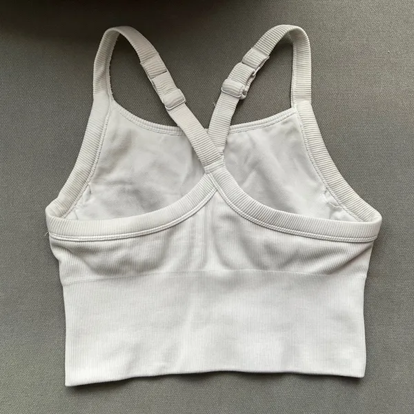Alo Yoga Seamless Ribbed Favorite Bra Tank White S - Image 5