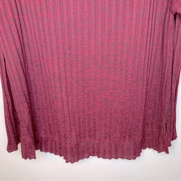 Free People Clarissa Mock Neck Ribbed‎ Burgundy Sweater Size S - Image 7