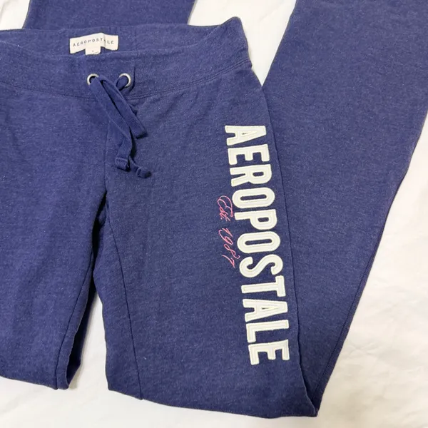 Aeropostale Flare Sweatpants Size Small Womens Navy Blue Fleece Lounge - Image 4