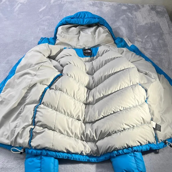 The North Face 700 Down Puffer Jacket‎ Womens [Size] Blue Quilted Hooded Fall - Image 5
