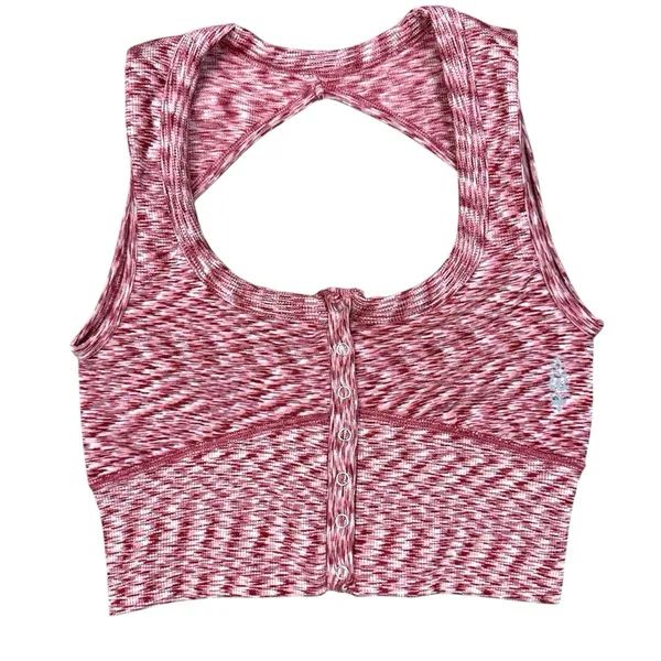 Nwot Free People Fp Movement Red Cropped Button Up Top - Image 3