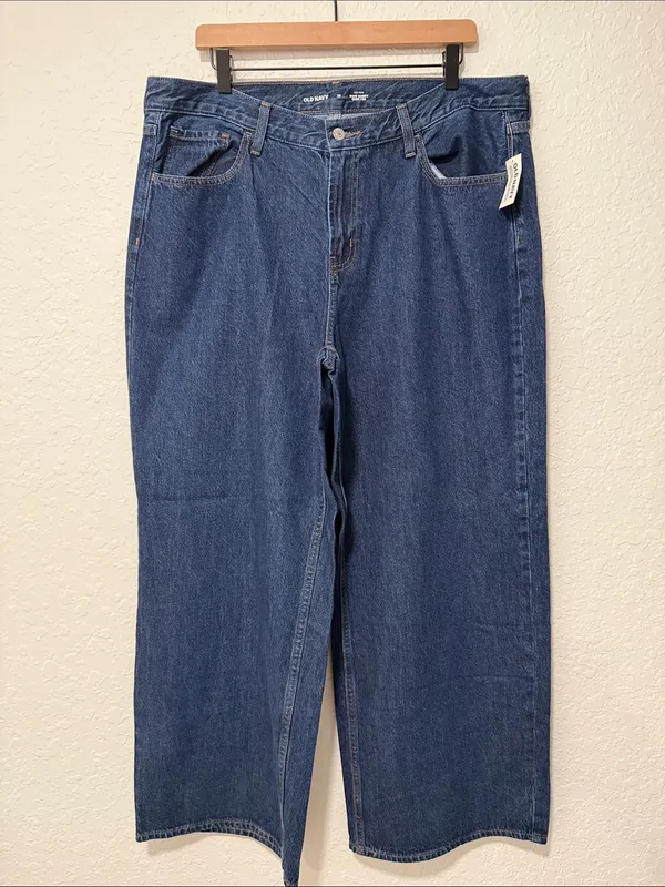 NWT OLD NAVY Mid Rise WOW Baggy Wide Leg Blue Jeans Size 16 - Image 3