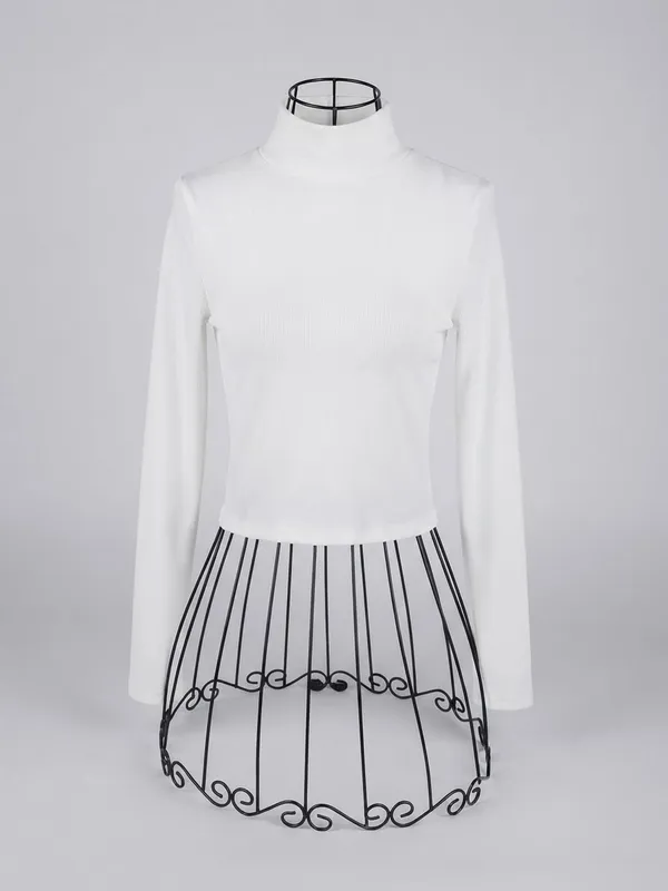 Reformation Cream Long-Sleeve Mock Neck Top - Image 3