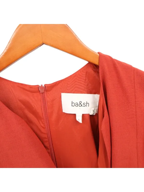 BA&SH Jess Terracotta Asymmetrical V-neck Mini Dress S - Image 7