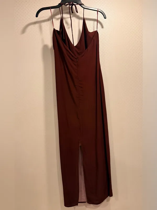 Anthropologie Astoria Halter Midi Slip Dress with Large Floral Print in Burgundy - Image 10