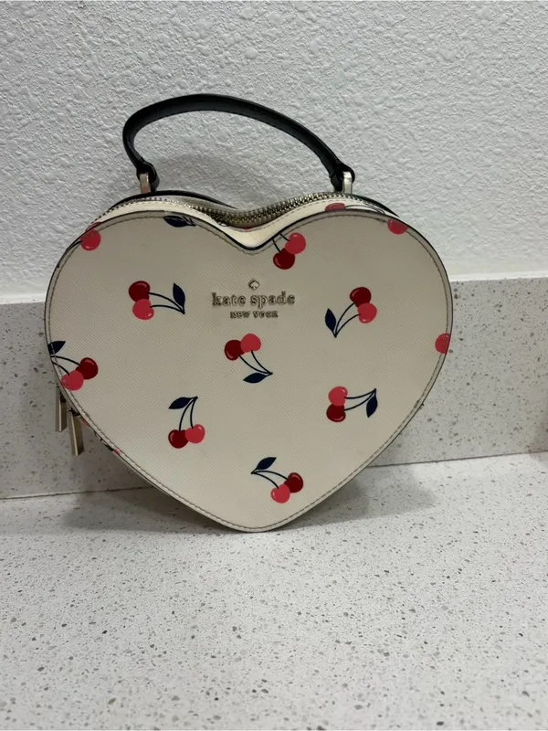 Kate Spade New York Love Shack Cherry Heart Handle Bag- Cream Heart Cherries - Image 6