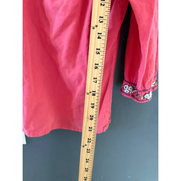 Krazy Kat Womens Coral Pink Embroidered Beaded Fairy 3/4 Sleeve‎ Cotton Tunic L - Image 6
