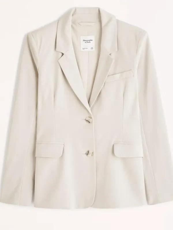 NEW Abercrombie & Fitch 2 Button Tailed Blazer Jacket in Cream Size Small - Image 8