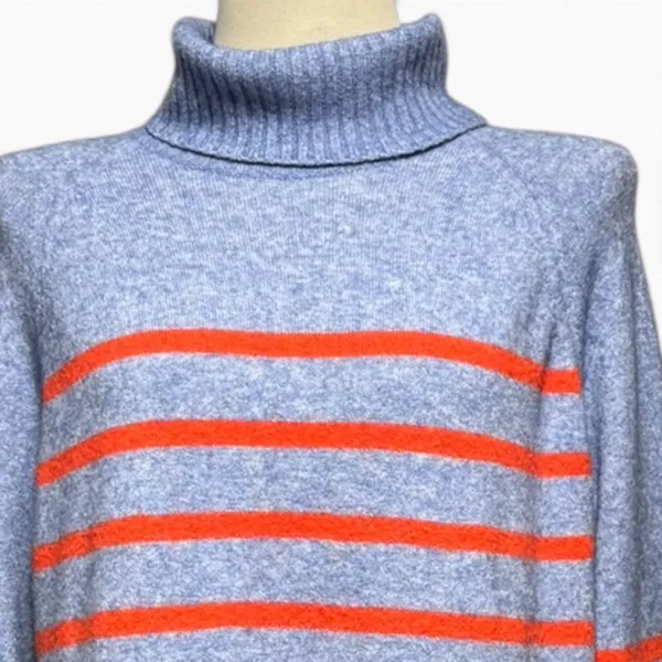J.Crew Wool Alpaca Turtleneck Sweater Blue Orange XL - Image 2