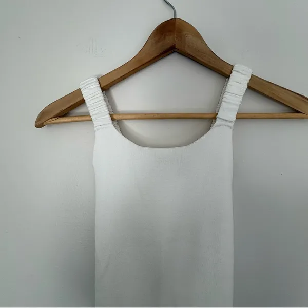 525 America knit elastic cross strap open back midi dress off white Ivory Medium - Image 3