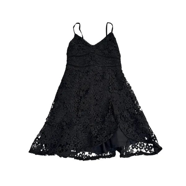 NWT‎ Abercrombie & Fitch Black Floral Lace Mini Dress Smocked Back Small P - Image 2