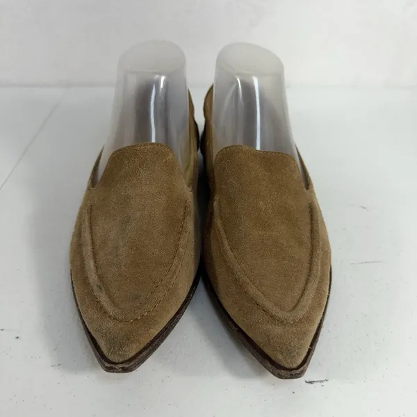 Frye Sz‎ 7.5 Loafer Suede Leather Kenzie Mic Stitch Pointed Toe Shoes Beige Tan - Image 5