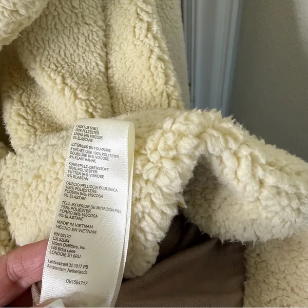 Free People We The Free Joplin Cozy Jacket Cream Sherpa‎ Coat Womens Size L - Image 12