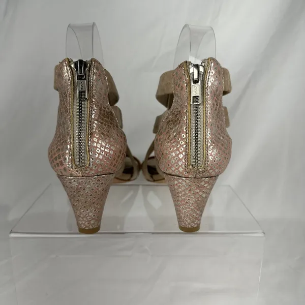Donald J Pliner Womens Cross‎ Strap Sandals Heels Size 8 Beige Nude Leather Open - Image 3