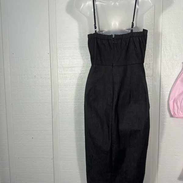 Lulus Black Denim Spaghetti Strap Dress Size EUC - Image 5