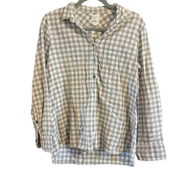 J. Crew Women's Boy Fit Gingham Popover 3/4 Shirt - Image 2