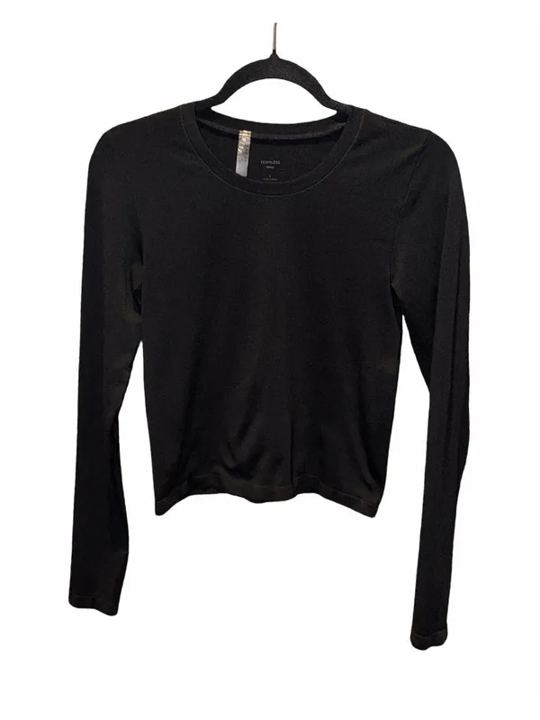 Aritzia Large Sinch Smooth Seamless Cropped Long sleeve Top in Black Layering - Image 2