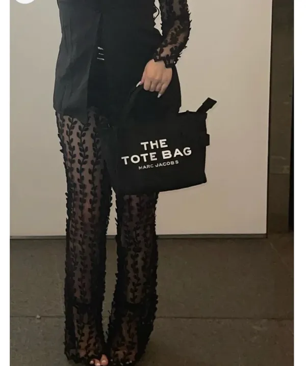 Black Woven Sheer Lace Pants Pretty Little Thing Flared - Image 2
