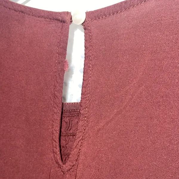Ann Taylor Women’s Burgundy Flowy Balloon Sleeve Blouse Size XS - Image 5